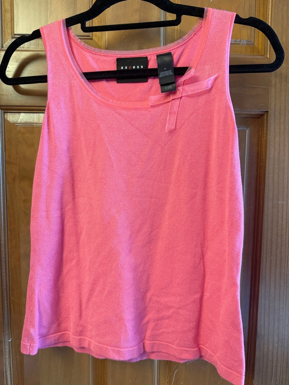 Axcess Bright Pink Scoop Neck Tank with Ribbon Detail